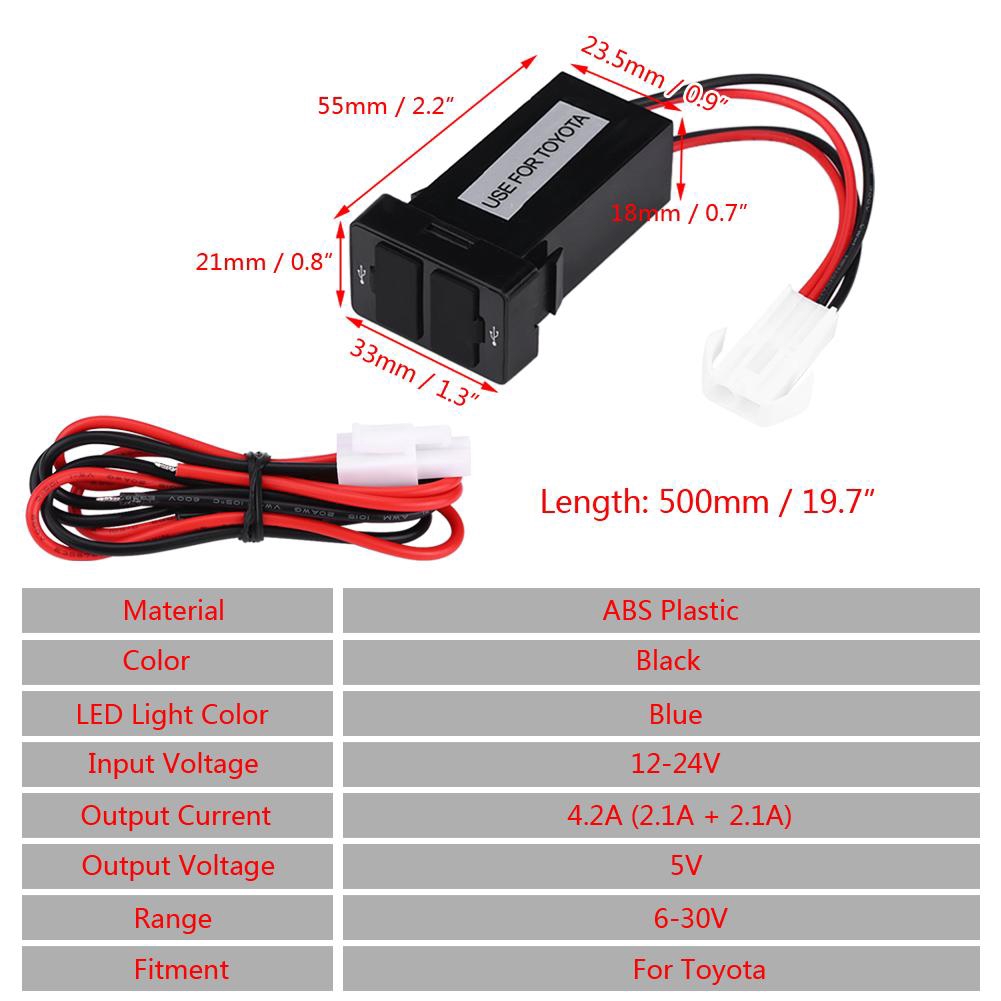 Thiết bị cắm sạc USB 2 cổng 12-24V 2.1A cho xe hơi