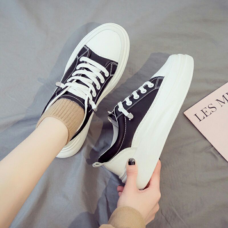 Giày thể thao nữ độn đế cao phiên bản Hàn Quốc dây buộc đế cao su đúc cao cấp | BigBuy360 - bigbuy360.vn