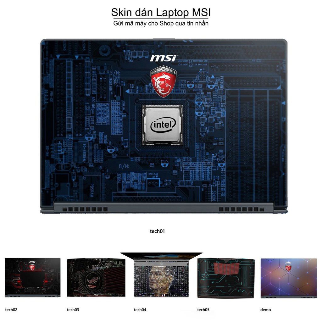 Skin dán Laptop MSI in hình Công nghệ (inbox mã máy cho Shop)