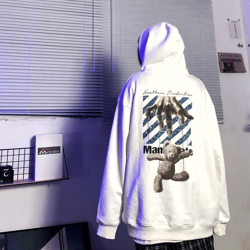 Áo Hoodie Tay Dài In Hình Gấu Phong Cách Hiphop Cá Tính