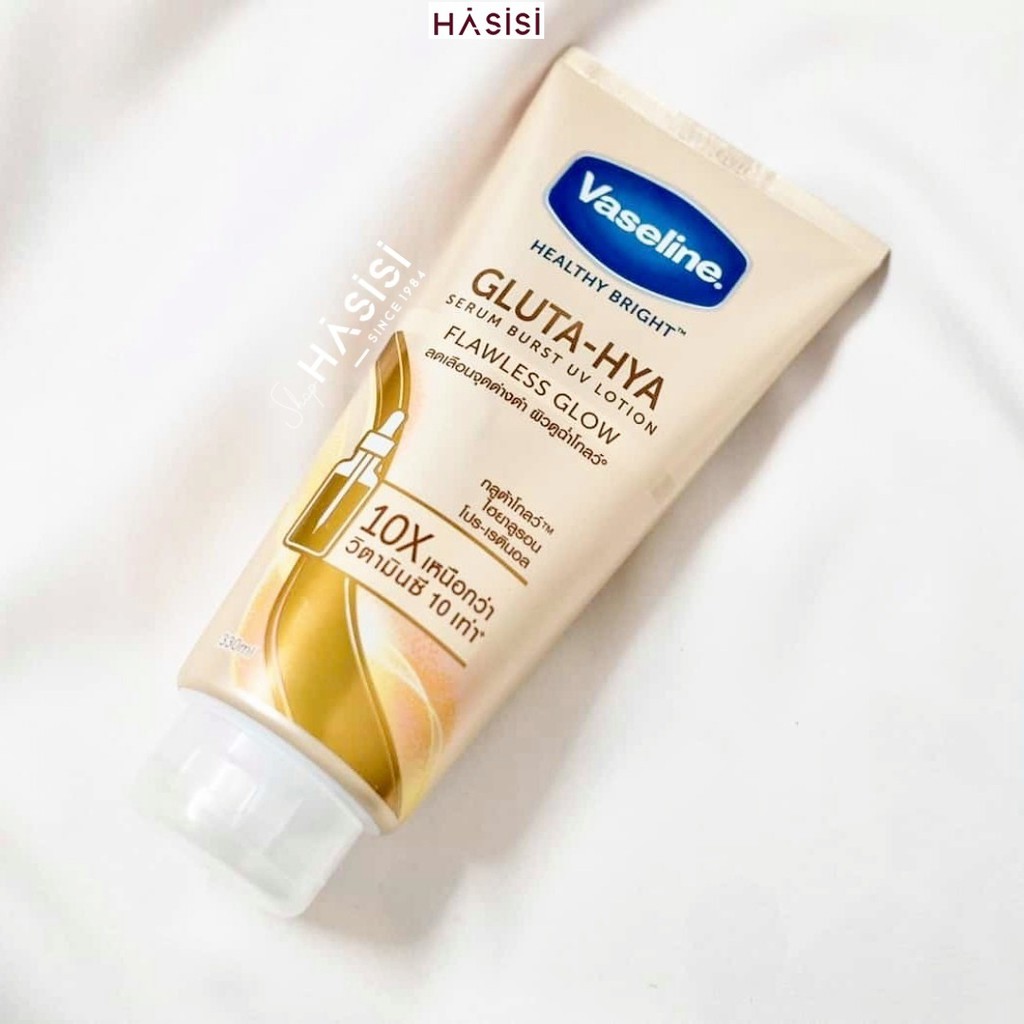 Serum Dưỡng Thể VASELINE - Gluta-Hya Serum Burst UV Lotion Flawless Glow 10X 330ml (Vàng)