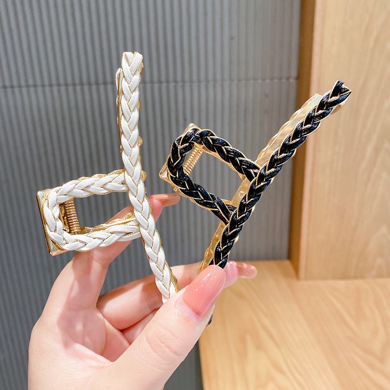 [SẴN] Kẹp Tóc Càng Cua Kim Loại Hàn Quốc Hình Đan Sang Chảnh Qúy Phái Size To 11 Cm Mainia Shop