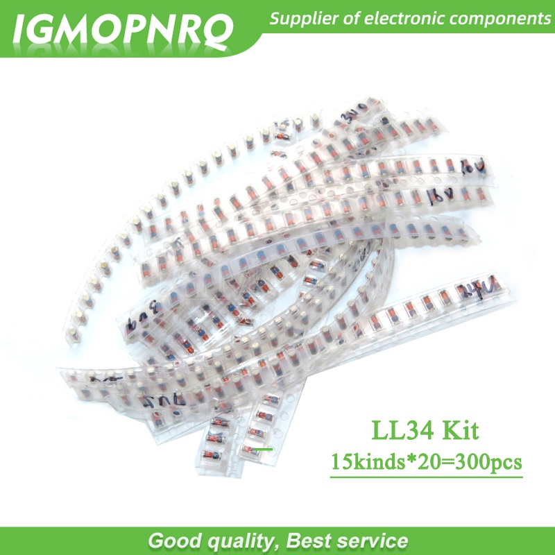 Set 300 Linh Kiện Điện Tử ZMM5V1 3V 3V3 3V9 4V7 5V1 7V5 8V2 10V 12V 15V 16V 18V 20V 24V LL34 3.3V 3V3 1 / 2W