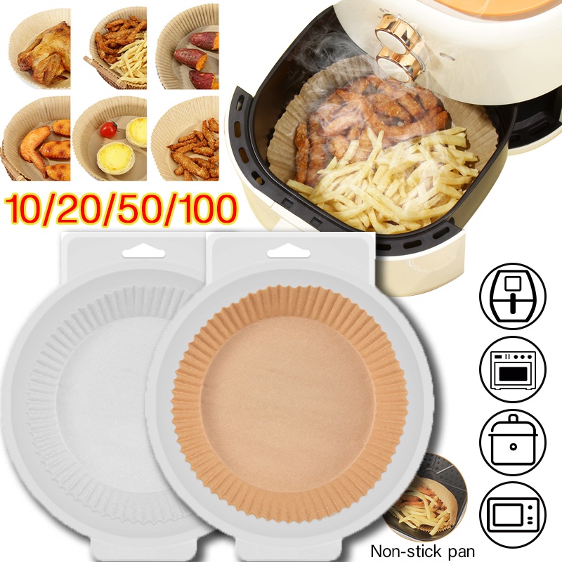 Set 100 Giấy Lót Hấp Bánh Chống Dính Dùng Một Lần Hình Tròn 20cm Tiện Dụng Cho Nhà Bếp