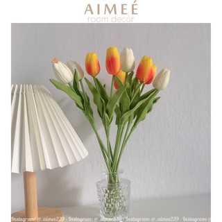 [Hình thật/ Sẵn] Hoa tulip giả lá xoăn loại 1 bằng PU 32cm, hoa trang trí nhà cửa - Aimee.decor
