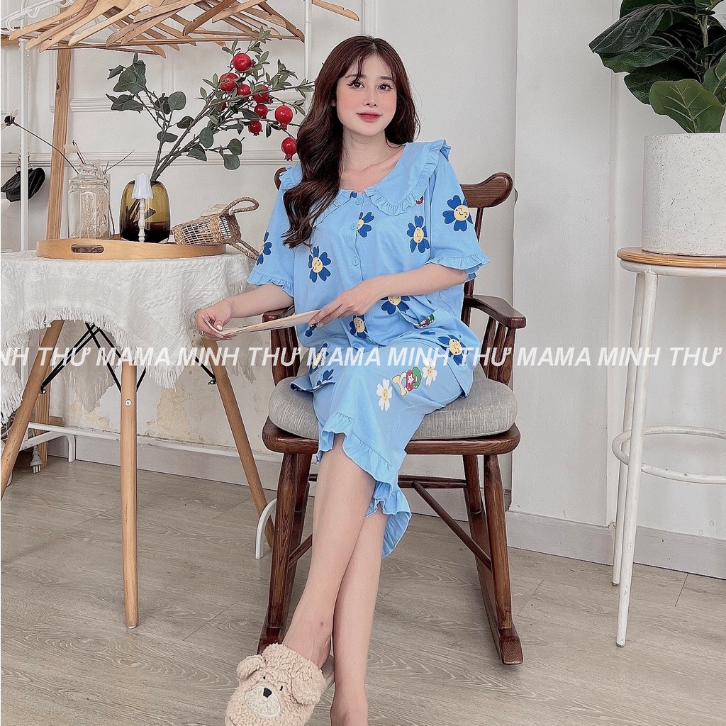 Bộ bầu - bộ sau sinh - chất liệu cotton - kiểu mới thời trang ( lá sen bông COOL lửng )