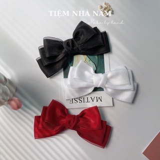 🎀 KẸP TÓC NƠ SATIN PHỐI VOAN HÀN QUỐC - [ Nhà Nấm handmade]