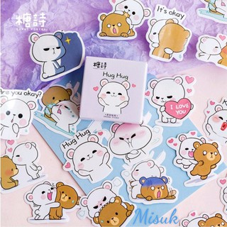 Hộp 45 sticker / nhãn dán hình gấu đáng yêu
