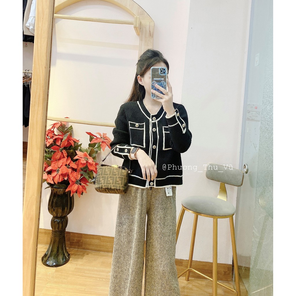 Áo len cadigan khuy phối viền siêu hot sang chảnh | BigBuy360 - bigbuy360.vn
