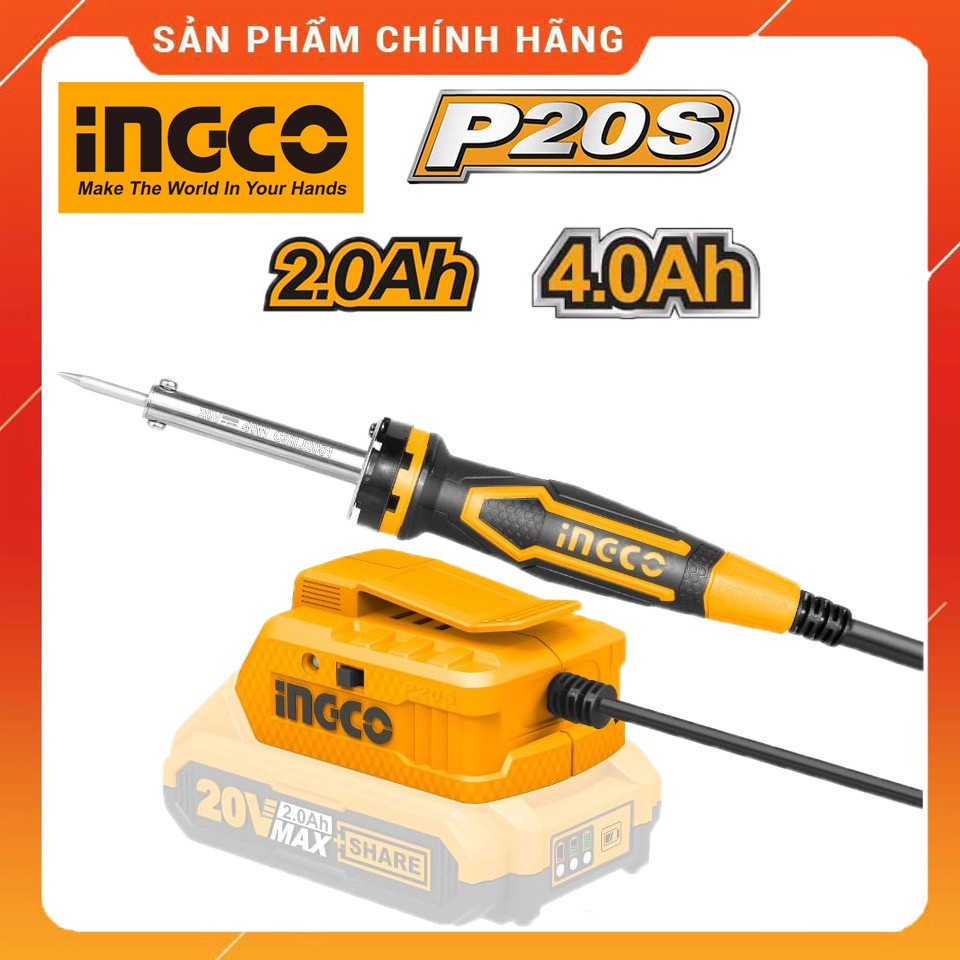 Mỏ hàn chì 40W dùng pin Ingco 20V CSILI2001 ( không kèm pin và sạc ) LH shop