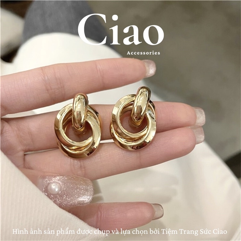 [HOẢ TỐC 1H] Khuyên tai/ Bông tai mạ bạc S925 thiết kế xoắn hiện đại phong cách trendy Marie Ciao