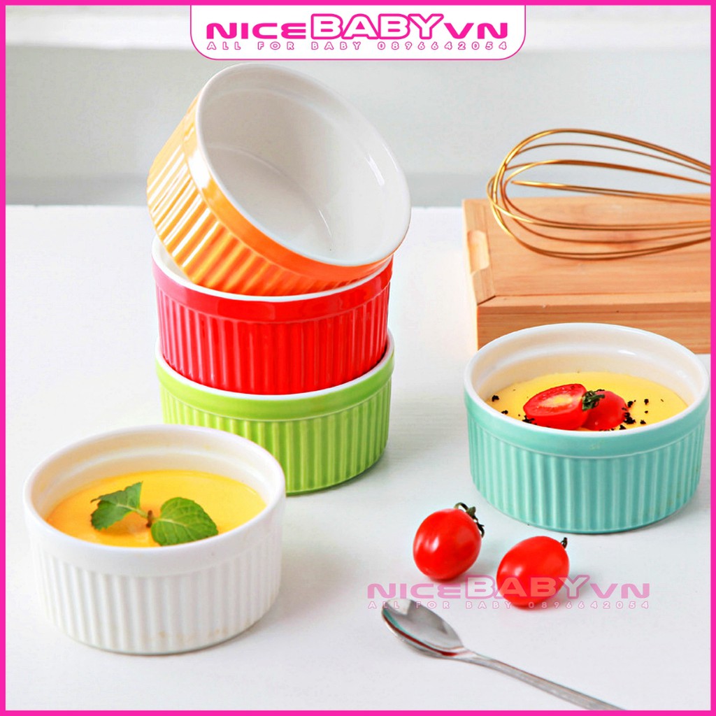 Cốc Gốm Sứ Ramenkin Làm Bánh Caramen Bánh PLan Sữa Chua 100ml Đủ Màu NiceBabyvn