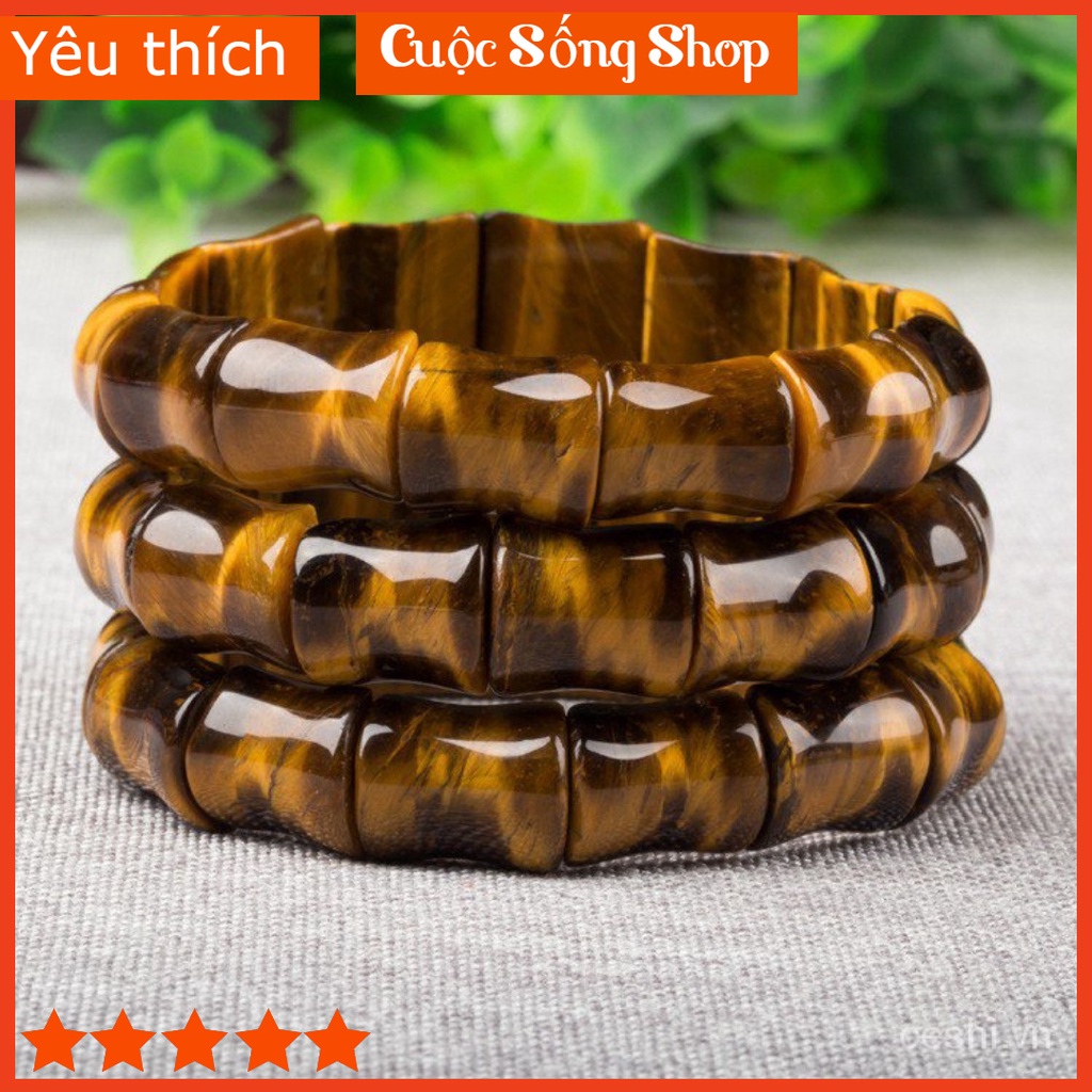 Vòng Tay Đá Mắt Hổ Vàng Đốt Trúc, Phong Thủy Hợp ,Mệnh Thổ Và Kim,May Mắn,Công Việc,Thuận Lợi.