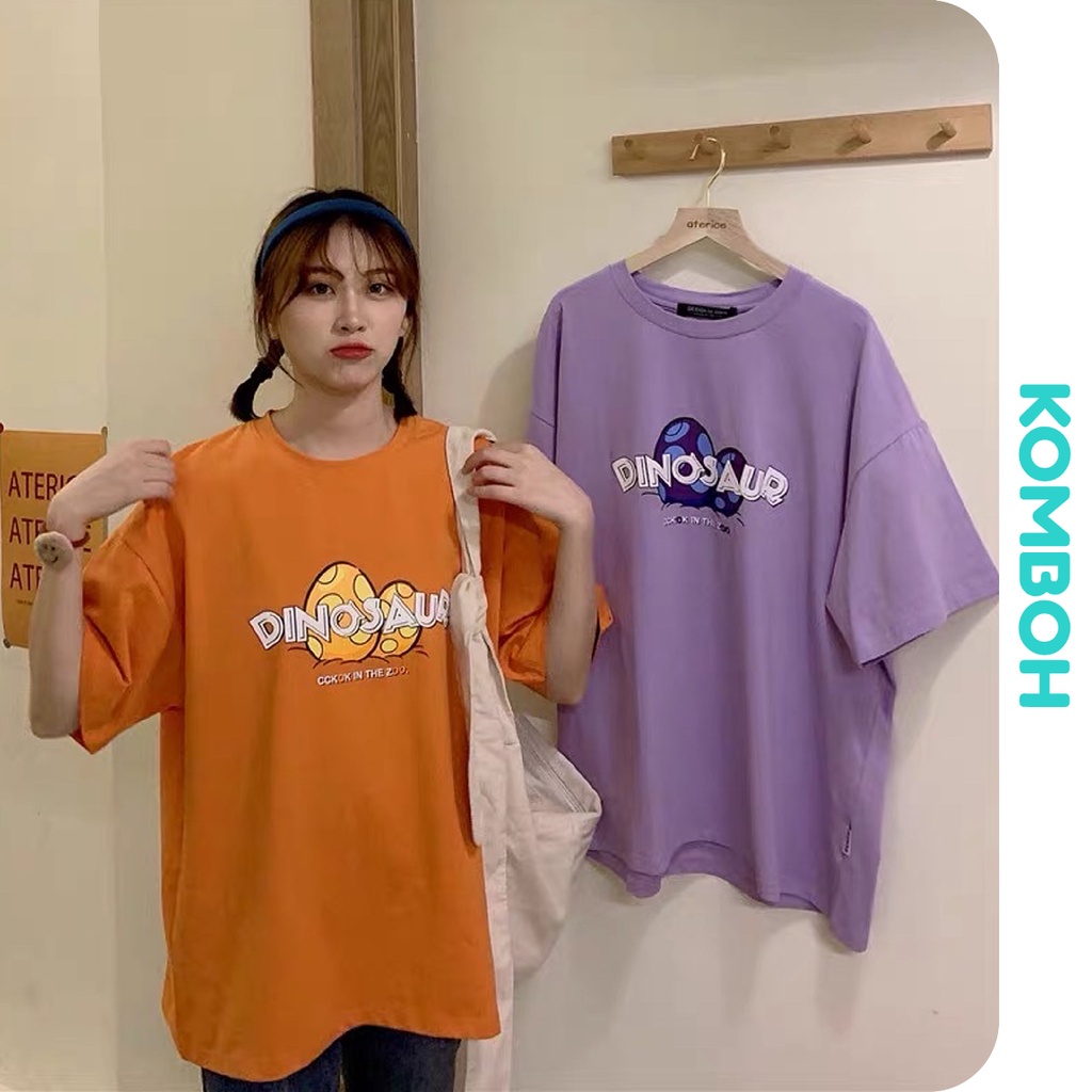 Áo phông unisex form rộng thun tay lỡ oversize nam nữ ulzzang KOMBOH DINOSAUR A23