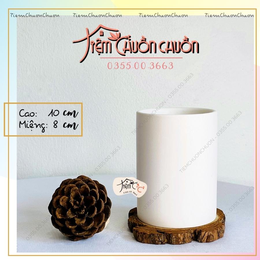 Cốc uống nước cao cấp men Kem sứ Bát Tràng, ly nước văn phòng