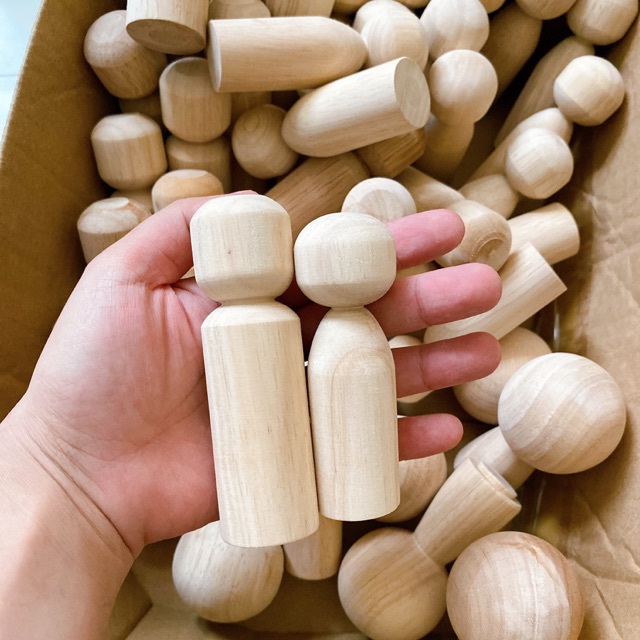Set 2 Búp bê gỗ 9-10cm- sỉ siêu giá tốt