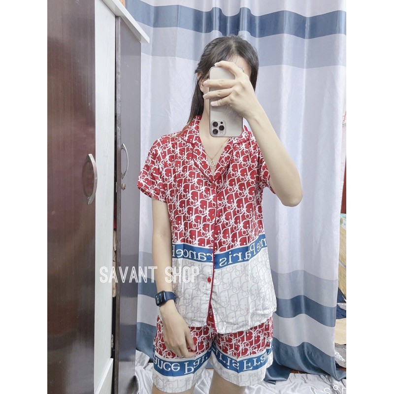 [ MẪU MỚI ] PIJAMA MẶC NHÀ CỘC ĐÙI HOẠ TIẾT DIORR SANG CHẢNH .