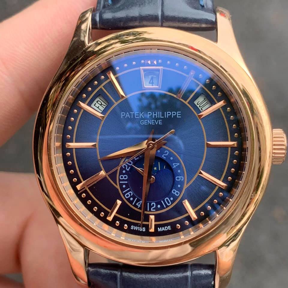 Đồng hồ Nam Ptek trăng sao máy nhật chạy cơ Automatic có thứ ngày tháng vỏ vàng hồng