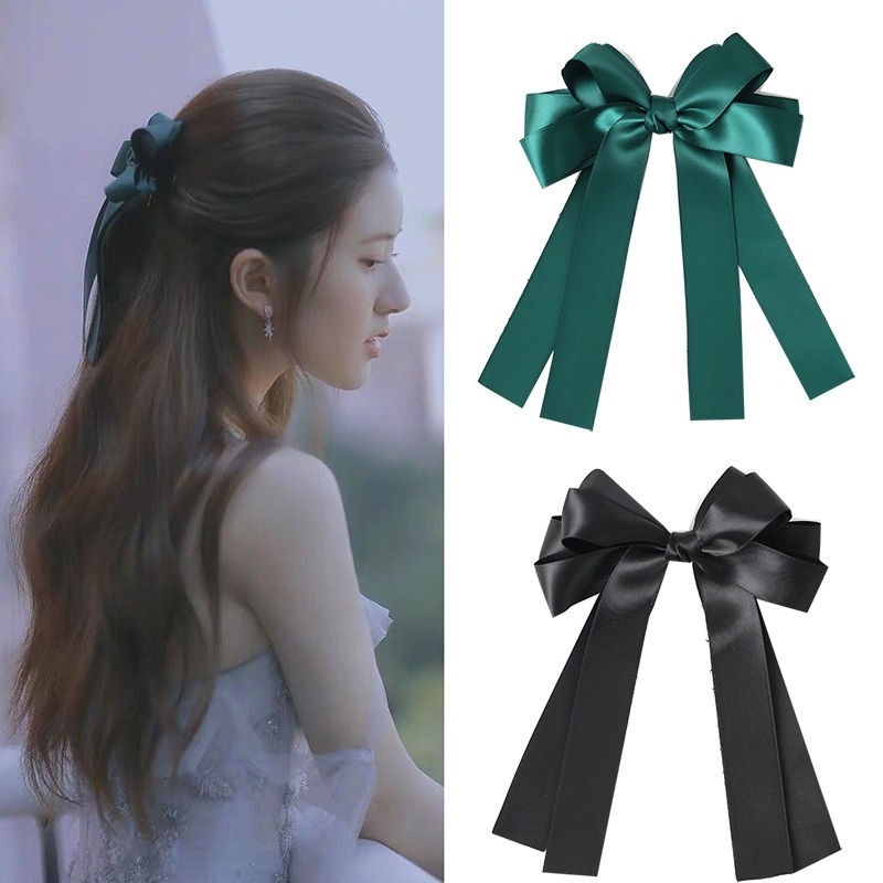 Kẹp Tóc Nơ Ruy Băng Xinh Xắn Dịu Dàng Phong Cách Hàn Quốc Cho Nữ