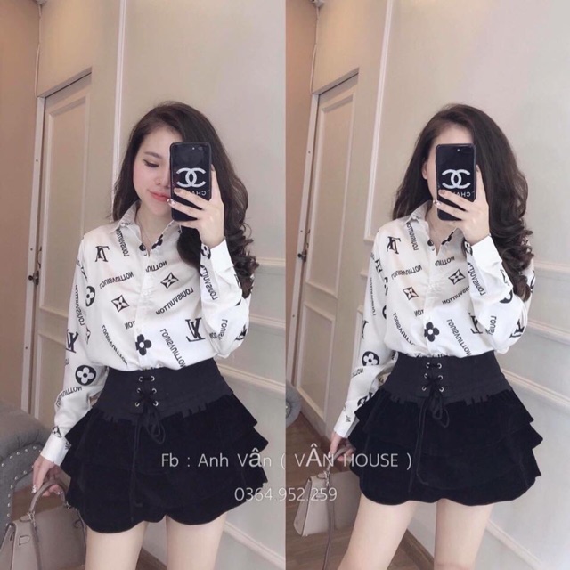 Áo sơ mi họa tiết đen- trắng