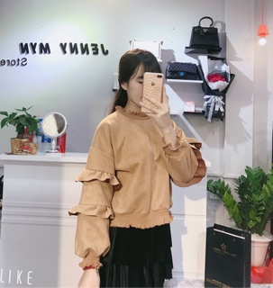 Áo da lộn tay bèo