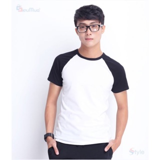 Áo thun raplan trắng tay đen (nhiều size)