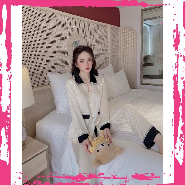 💕𝙎𝙞𝙚̂𝙪 Đ𝙚̣𝙥💕đồ bộ pijama satin tay dài+lưng thun cột nơ💕𝑭𝑹𝑬𝑬𝑺𝑯𝑰𝑷💕♥️♥️phong cách hàn quốc, đẹp từng chi tiết,sang trọng