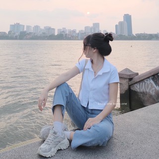 Áo croptop cổ Polo Bazic one