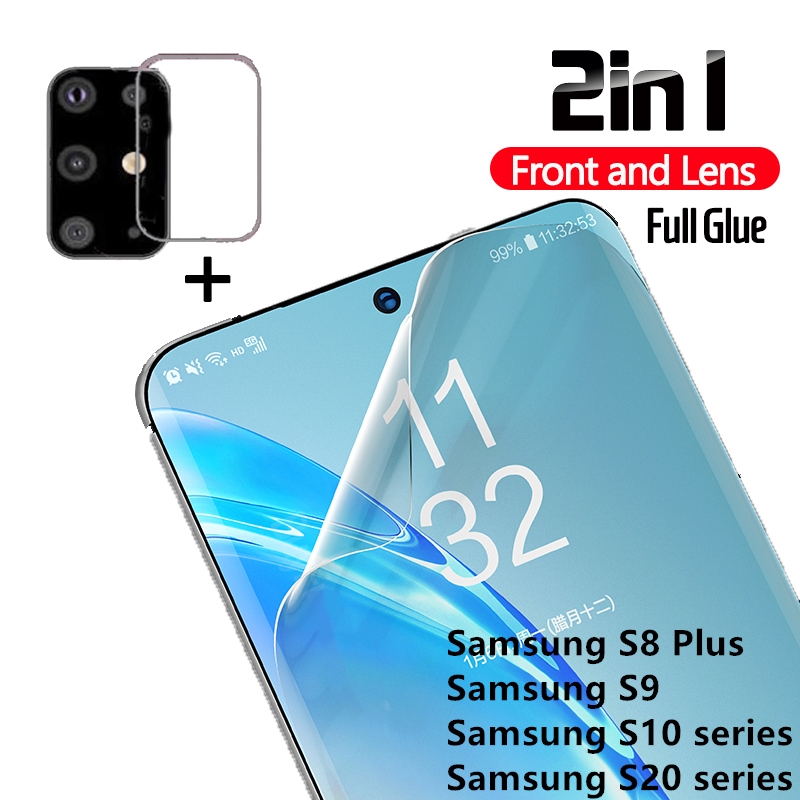 2in1 Soft Hydrogel Film For Samsung Galaxy S20 Ultra S8 S9 S10 s20 Plus Sticker hydrogel Screen Protector samsung S10E s8 s9 s10 plus S10lite Film Not Glass