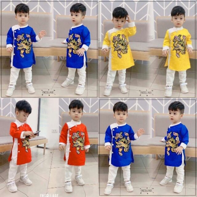 Combo 2 áo dài cách tân và 3b thu đông cho bé