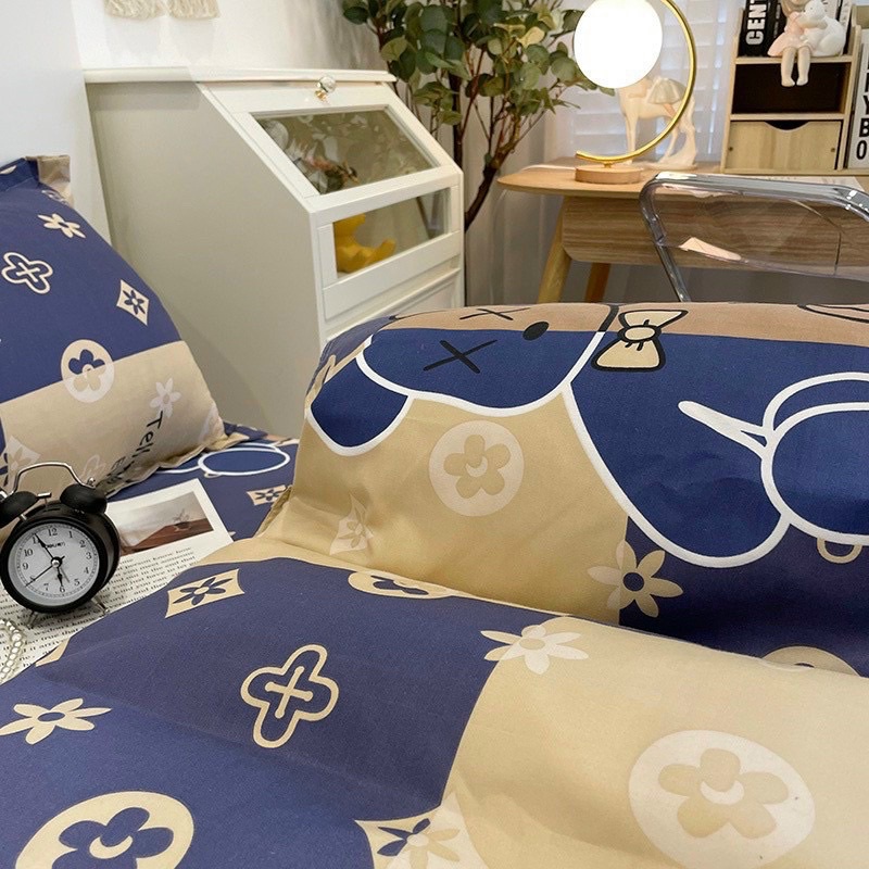 BỘ CHĂN GA GỐI POLY COTTON Bear Brick x LV - Bộ Chăn Ga Gối 5 Món Cao Cấp | BigBuy360 - bigbuy360.vn