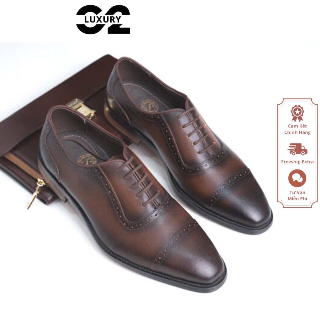 Giày da nam Luxury giày công sở brown đen + da bò + bảo hành 18 tháng nhiều size