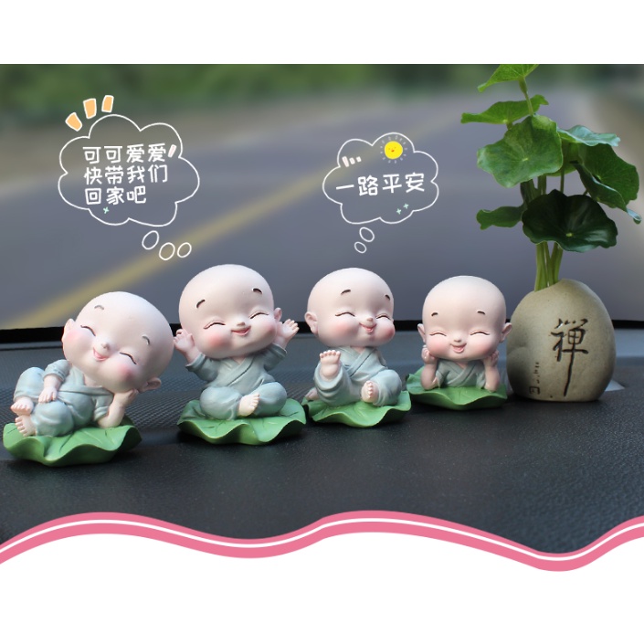 Set tiểu hoà thượng cực đáng yêu ngồi lá sen trang trí taplo Ô Tô, làm quà tặng- Dũng An shop
