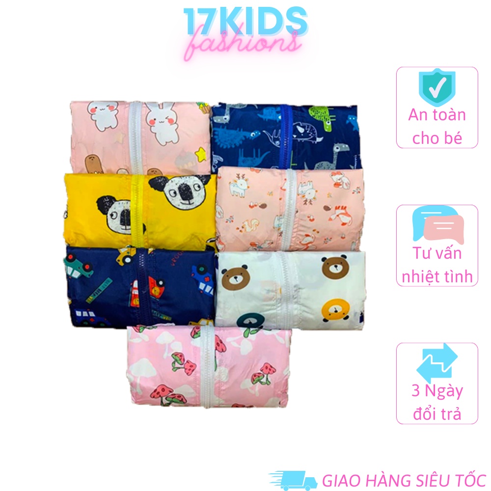 [ Xả Hàng ] Áo Khoác Gió 2 Lớp In Hình Đáng Yêu Cho Bé Trai Bé Gái Từ 10-26Kg KIDS21014