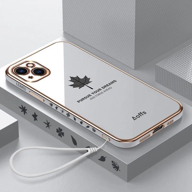 Ốp Điện Thoại Hình Vuông Họa Tiết Lá Phong Sang Trọng Cho IPhone 13 12 11 Pro Max 13 12 Mini X XS Max XR 6 7 8 Plus 13 Pro Max