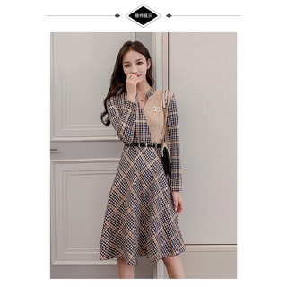 Váy gucci dài tay kèm thắt lưng 2020