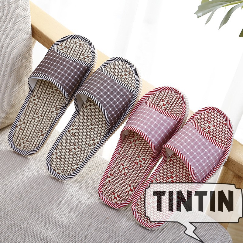 Dép đế cói vải đi 4 mùa trong nhà - văn phòng - chống thối chân TINTIN DNL08