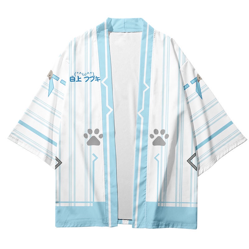 Áo Kimono Ngắn Tay In Họa Tiết VTuber Shirakami Fubuki 3D Thời Trang Mùa Hè Nhật Bản