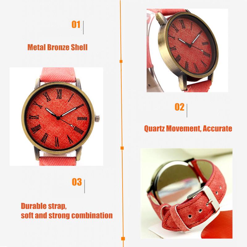 Đồng hồ analog máy quartz mặt số La Mã dây da thật