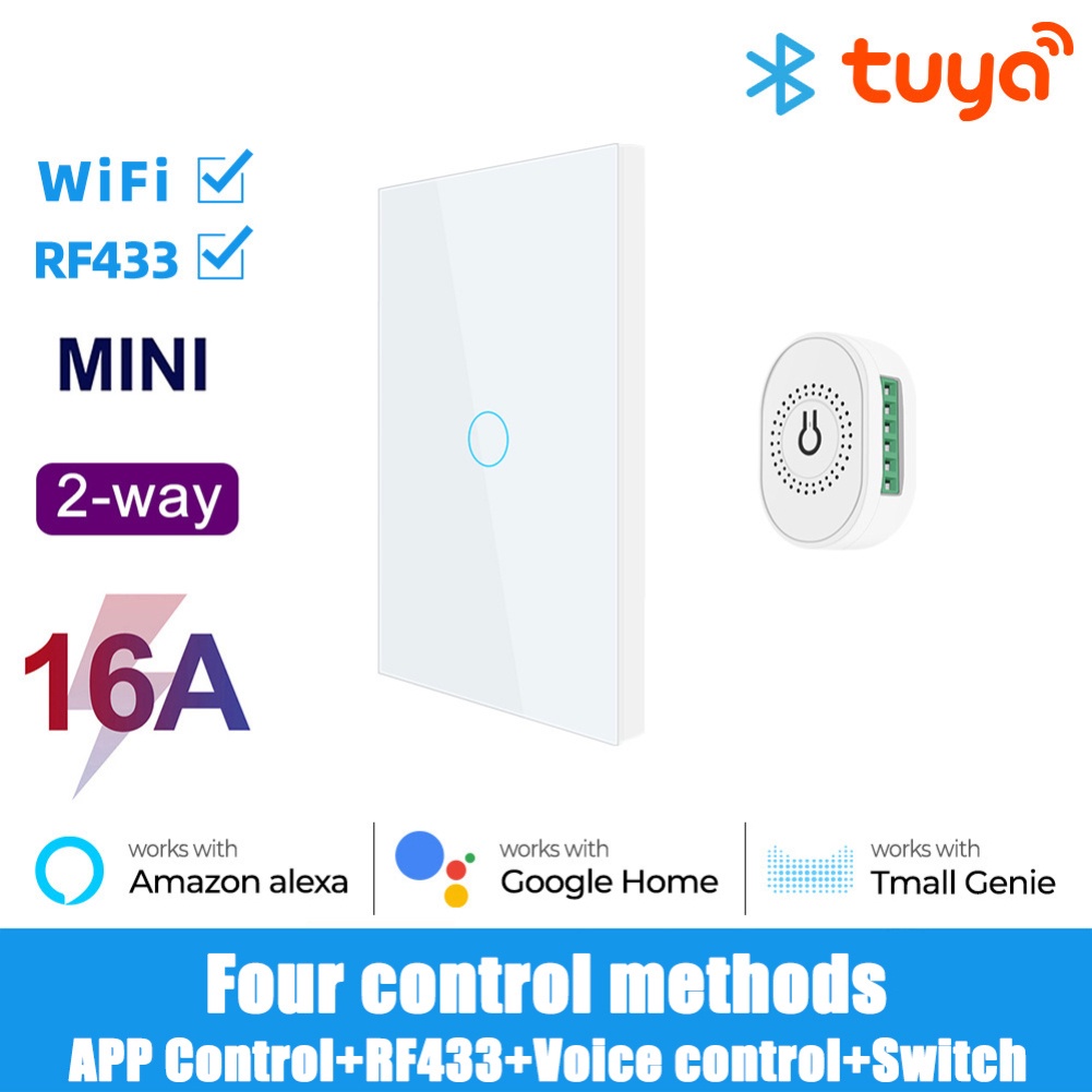 Công tắc thông minh Tuya 16A mini wifi+rf433 mhz hỗ trợ điều khiển từ xa và 4 chế độ hẹn giờ chất lượng cao