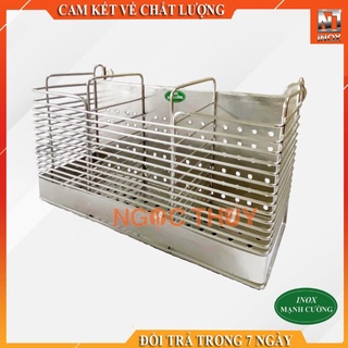 Ống đựng đũa inox - Ống đựng đũa vuông 3 ngăn inox 201