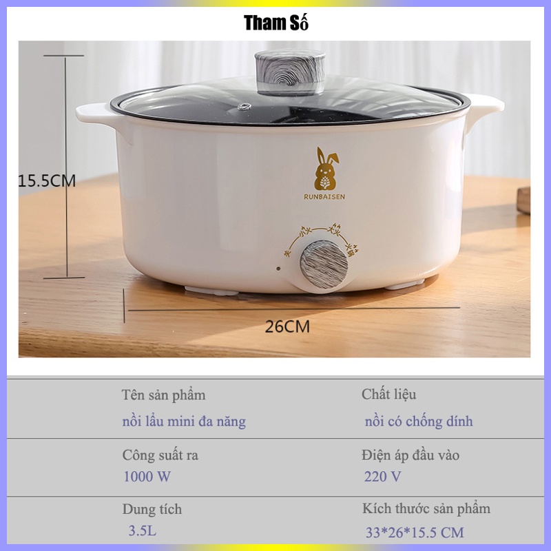 Nồi lẩu điện đa năng chống dính cao cấp,chiên  hấp nấu-dung tích lớn ,đường kính 26 CM,3-8 người sử dụng