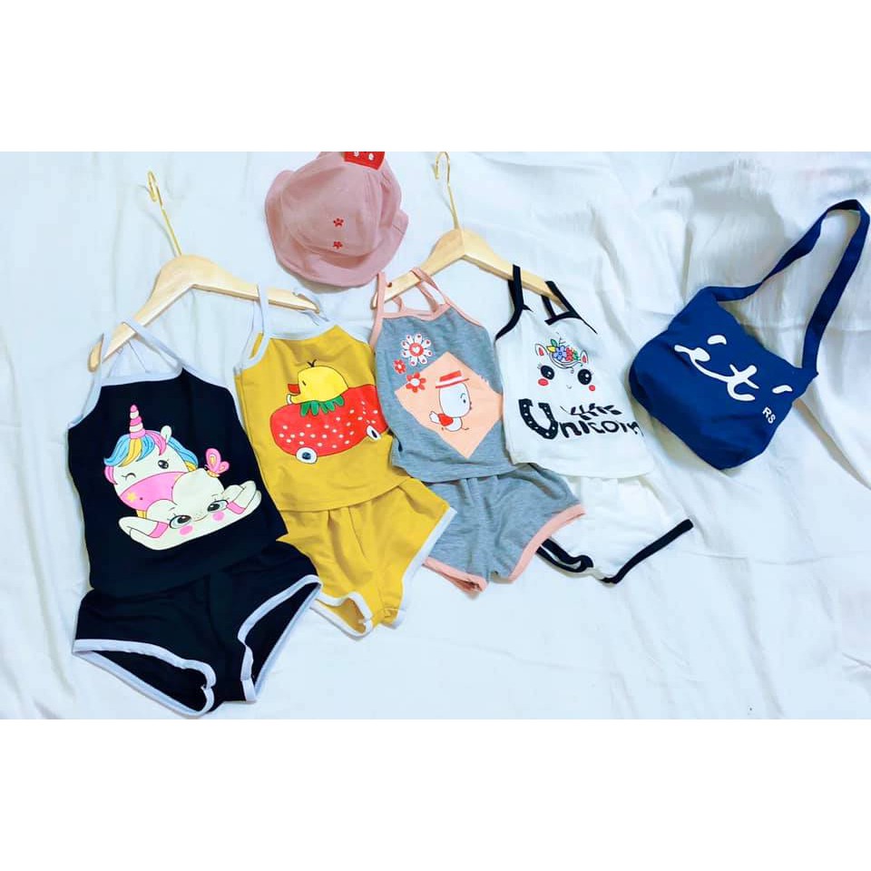 Bộ 2 dây icon ngộ nghĩnh chất cotton đũi cực mát cho bé gái - B2DHH