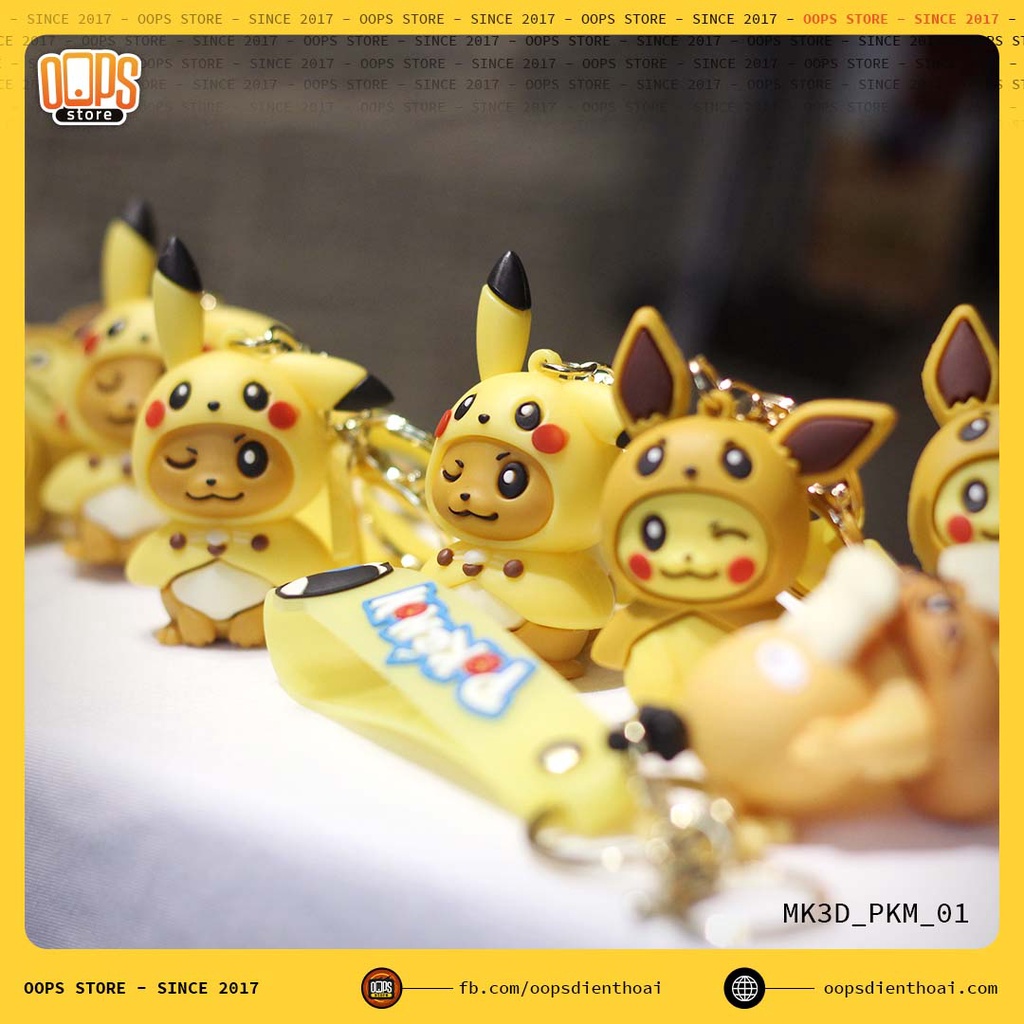 Móc Khóa PVC Pokemon Pikachu Eve Psyduck Cosplay 3D Dễ Thương Chibi Cute