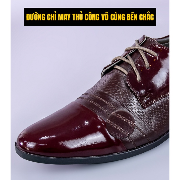 Giày da nam phong cách công sở cao cấp thiết kế cao cổ hàn quốc màu nâu đẹp bảo hành 5 năm TM90 TIMAN