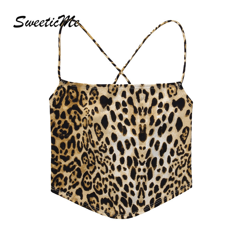 Áo Hai Dây Hở Lưng In Họa Tiết Da Báo Gợi Cảm Dành Cho Nữ 2021