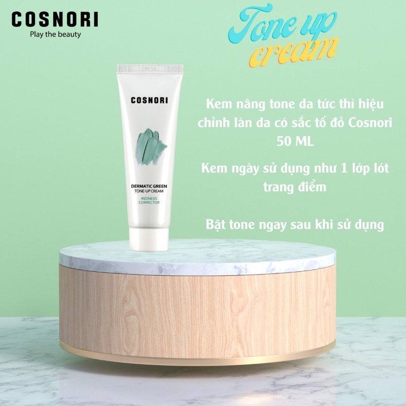 Kem dưỡng trắng nâng tone da Tone-up Cosnori Dermatic Green Cream 50ml