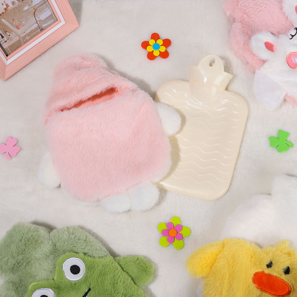 Túi Chườm Nóng Bằng Vải Lông PVC Phối Vải Lông Thiết Kế Hoạt Hình Dễ Thương Giúp Giảm Đau Có Thể Tái Sử Dụng