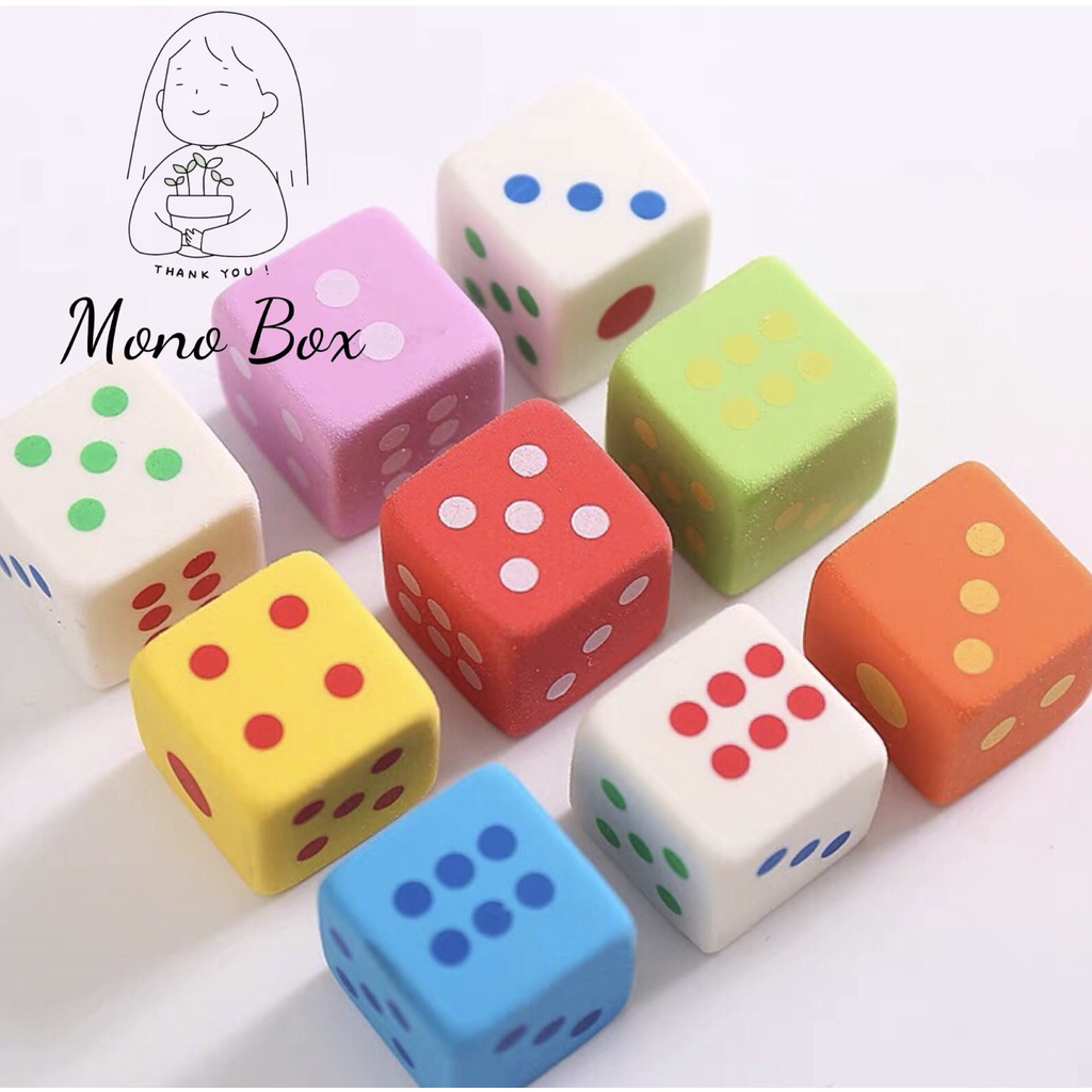 Gôm tẩy bút chì hình xúc xắc 3D xí ngầu (bộ 3 cái) Mono_box T2