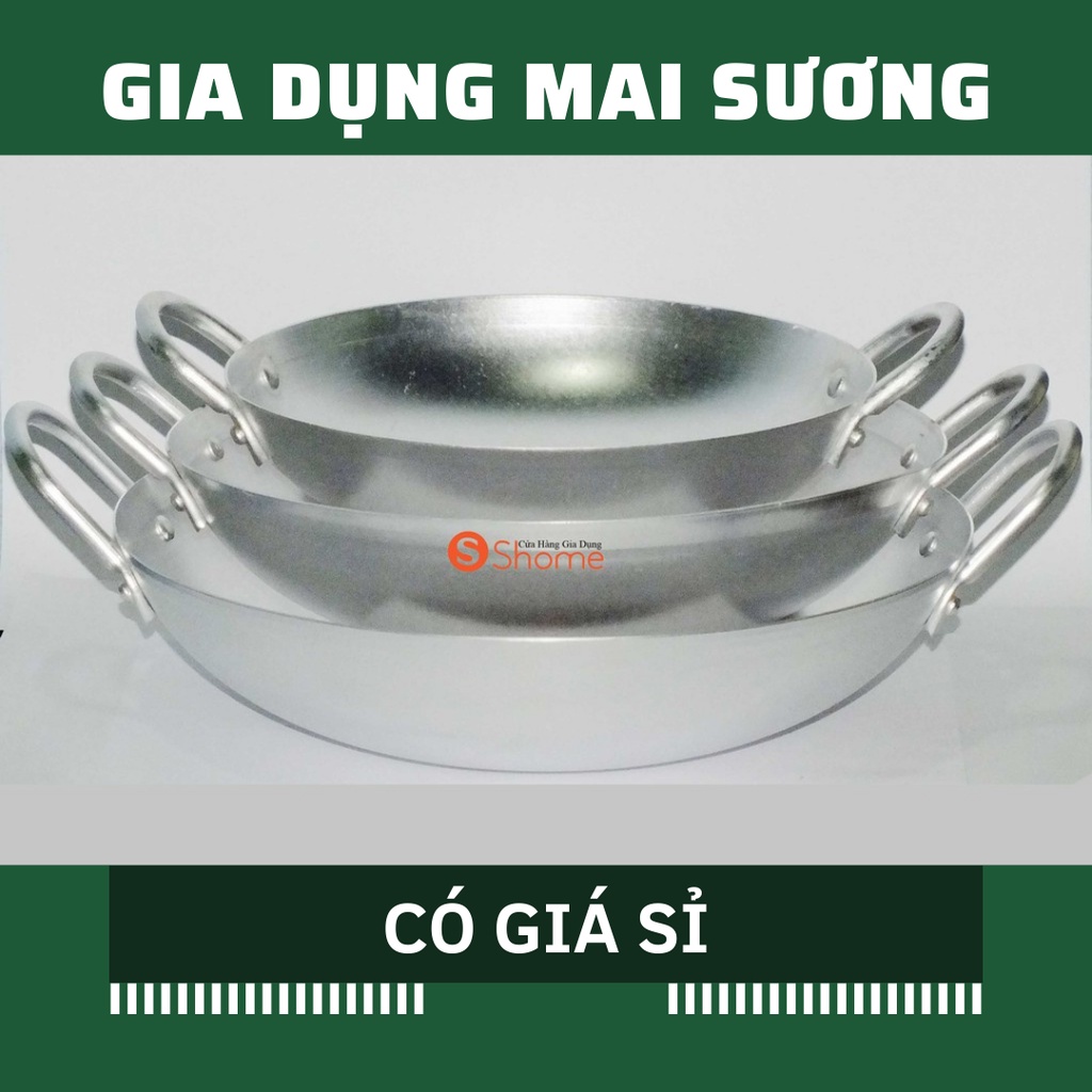 [Giá Sỉ] Chảo Nhôm Sâu Bầu Xi 2 Quai Tân Khoa 26 28 30 32cm